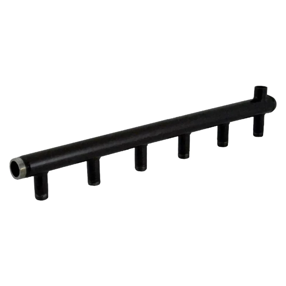 Коллектор Элит Металл EM100 Ду40 Ру10, выходов-12х1/2″ наружная резьба, присоединение - наружная резьба 1″, межосевое расстояние 100 мм, сталь