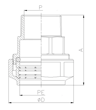 Штекер разъемный GENEBRE 0017 04, 1/2″ Ду15 (1/2″ x PE20), Ру16, прямой, компрессионный, полнопроходной, латунь Штекер разъемный GENEBRE 0017 04, 1/2″ Ду15 (1/2″ x PE20), Ру16, прямой, компрессионный, полнопроходной, латунь