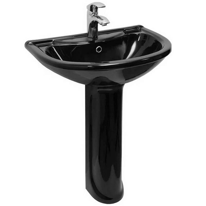 Умывальник Оскольская Керамика Престиж 55 Стандарт черный (с переливом и пьедесталом)